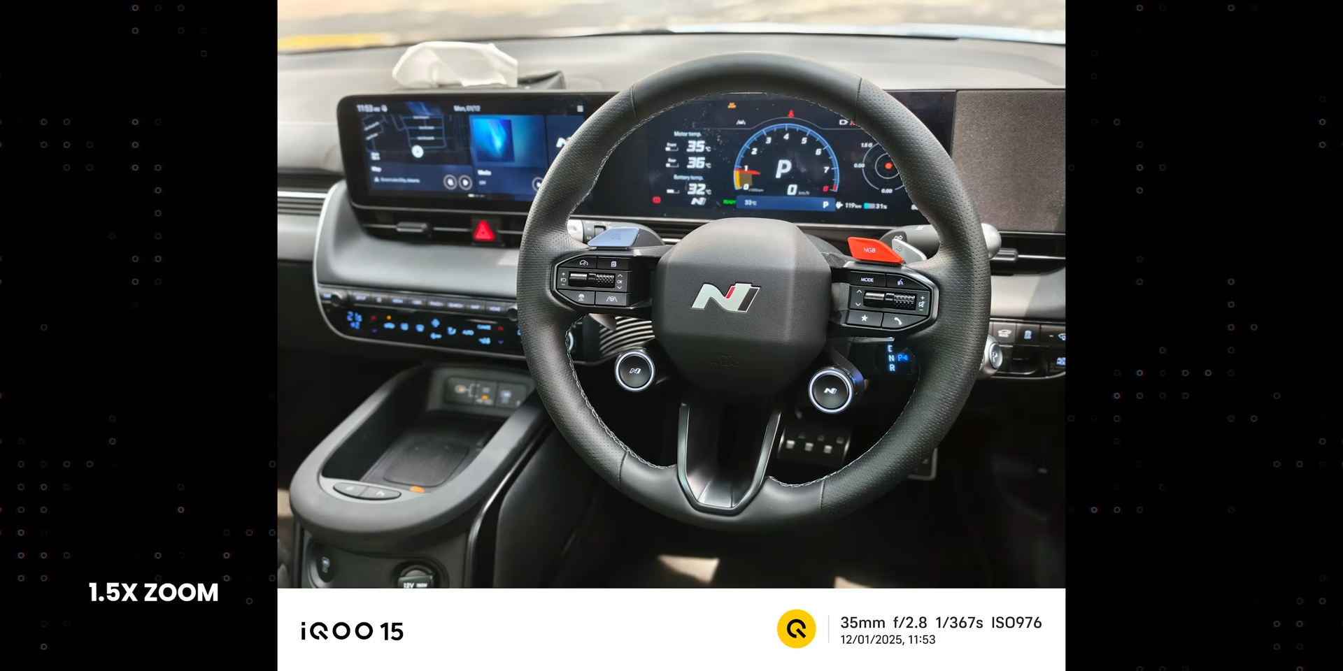 Hasil foto interior kabin Hyundai Ioniq 5 N dengan zoom 1.5x iQOO 15 di 35mm