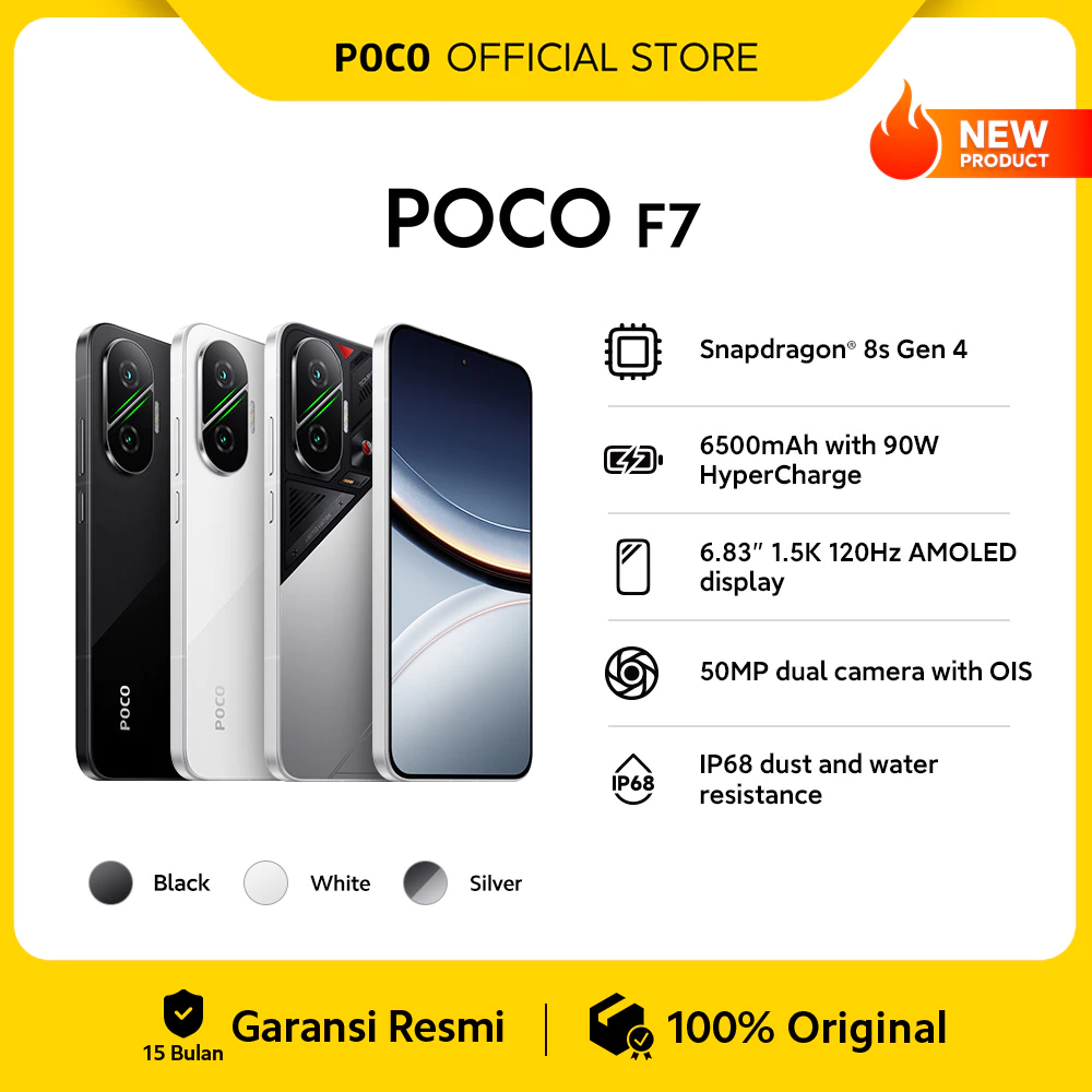 POCO F7 (12/512GB) | Snapdragon® 8s Gen 4 | 6500mAh with 90W HyperCharge | 6.83" 1.5K 120Hz AMOLED display | 50MP dual