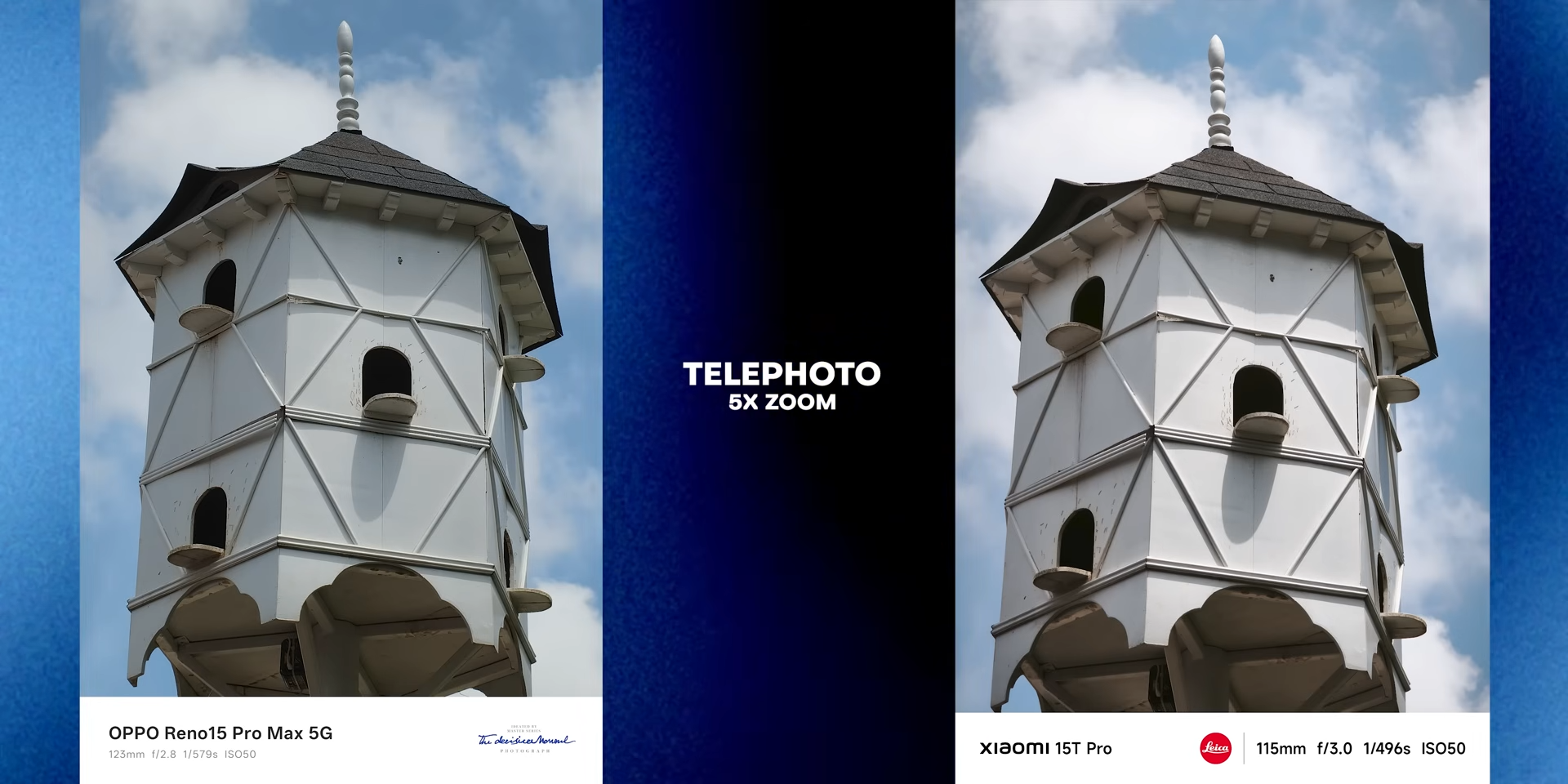 Perbandingan foto telephoto 5x zoom menara antara OPPO Reno 15 Pro Max dan Xiaomi 15T Pro