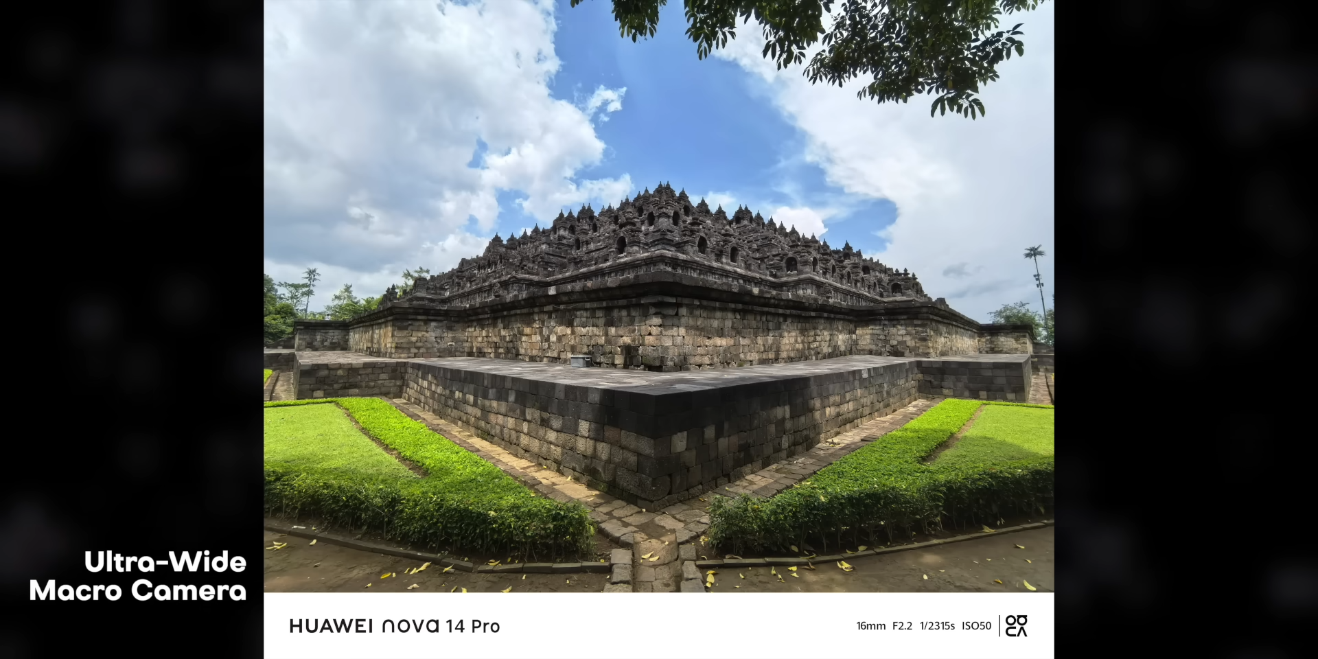 Foto Candi Borobudur secara keseluruhan dengan lensa ultrawide 16mm Huawei Nova 14 Pro