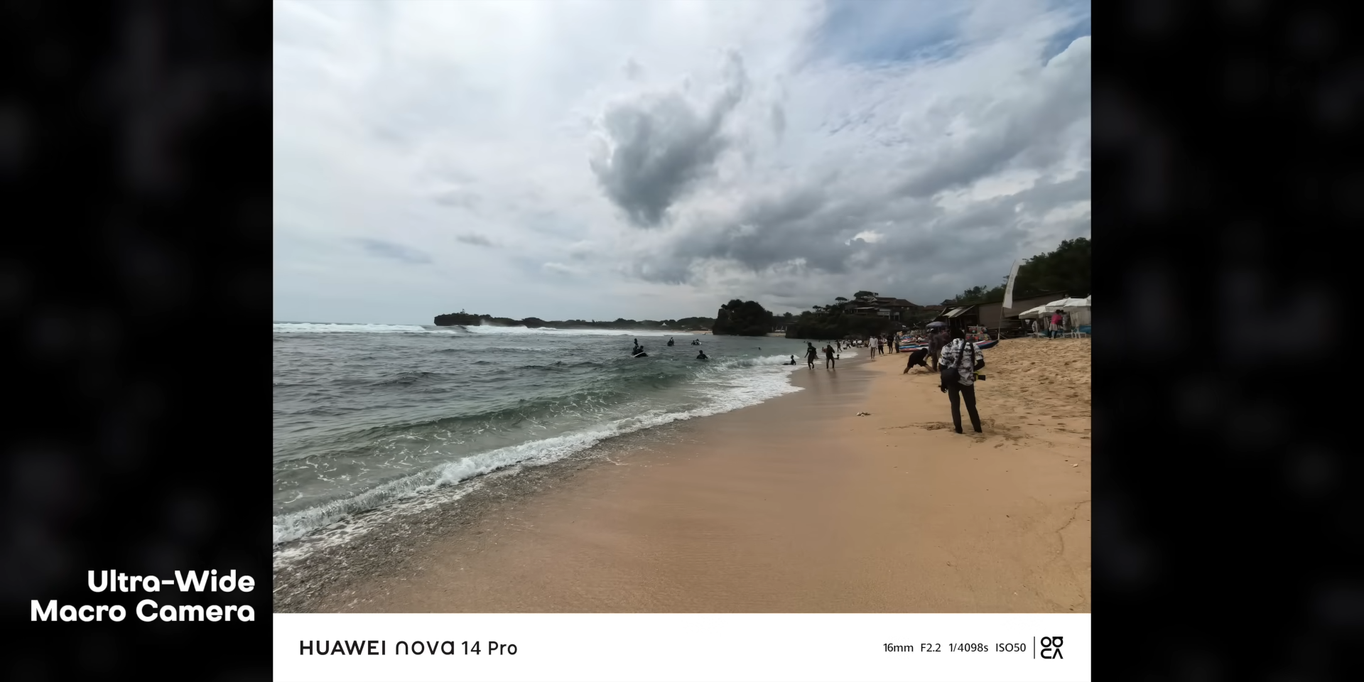 Foto suasana pantai dengan lensa ultrawide 16mm Huawei Nova 14 Pro