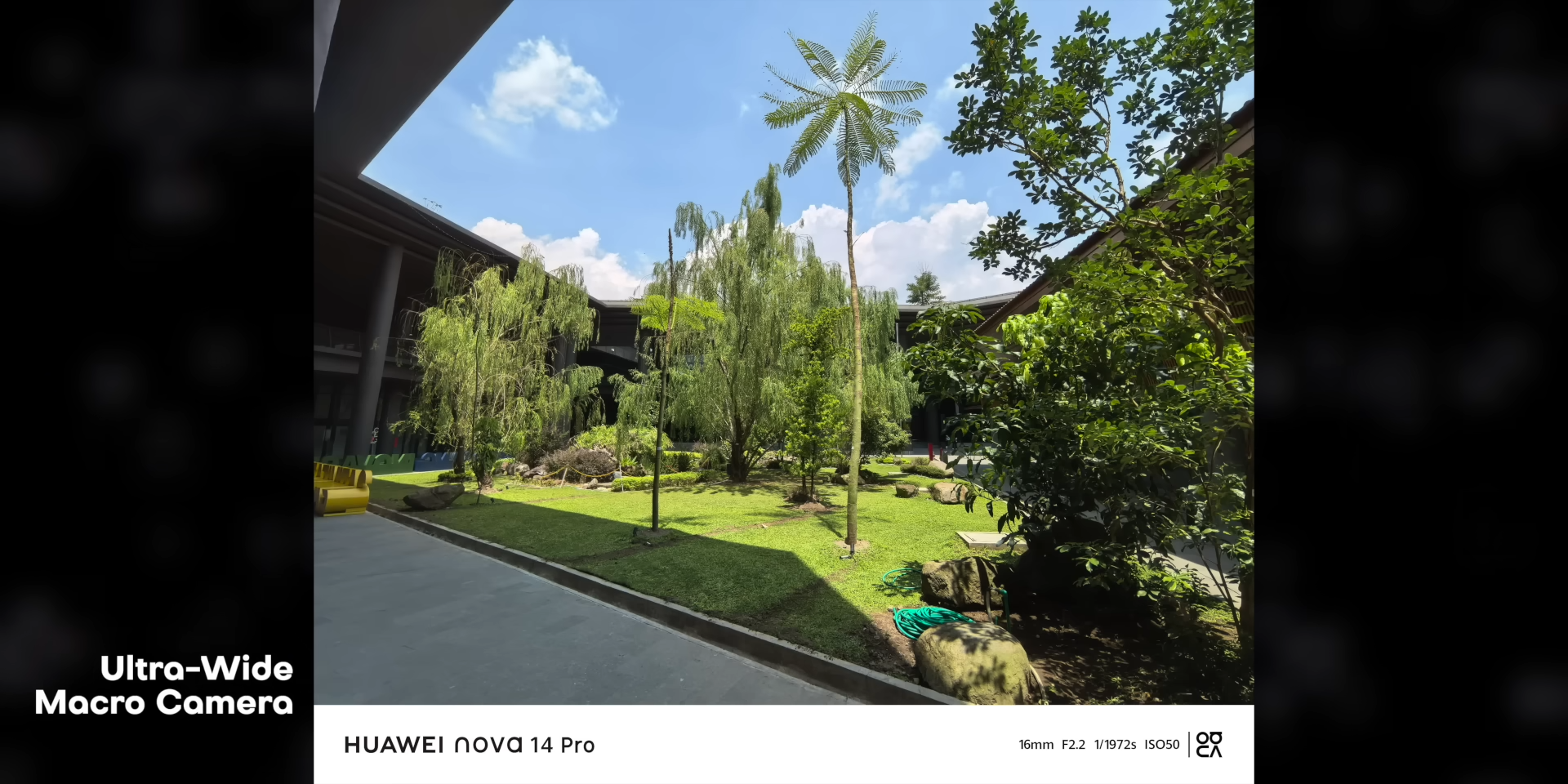Warna hijau taman tampil natural berkat karakter True-to-Life di lensa ultrawide