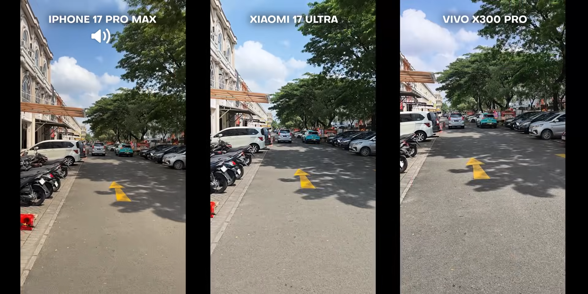 Perbandingan video kamera belakang antara iPhone 17 Pro Max, Xiaomi 17 Ultra, dan Vivo X300 Pro 