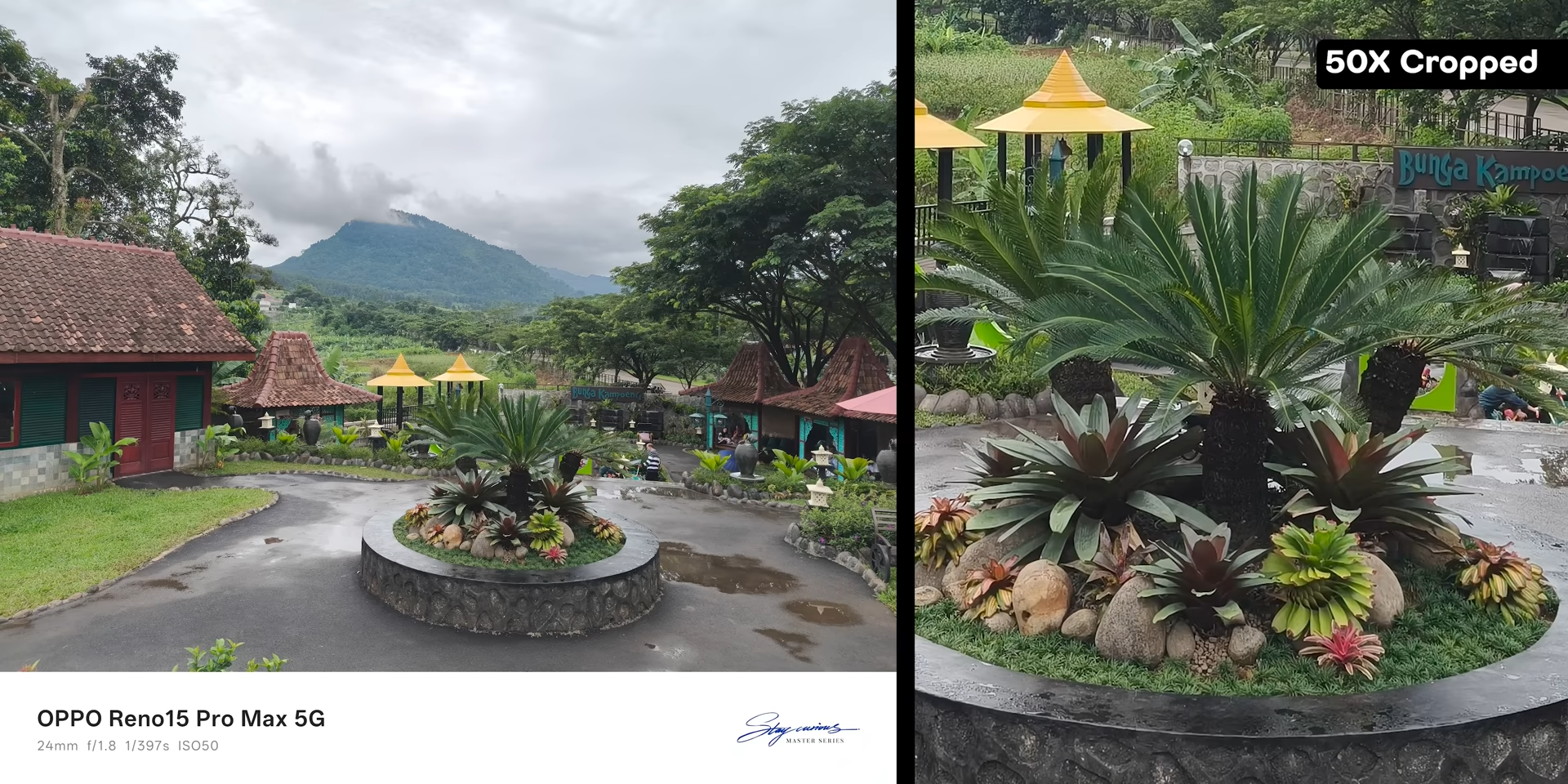 Foto landscape area taman dengan main camera 200MP dan hasil crop 50x OPPO Reno 15 Pro Max