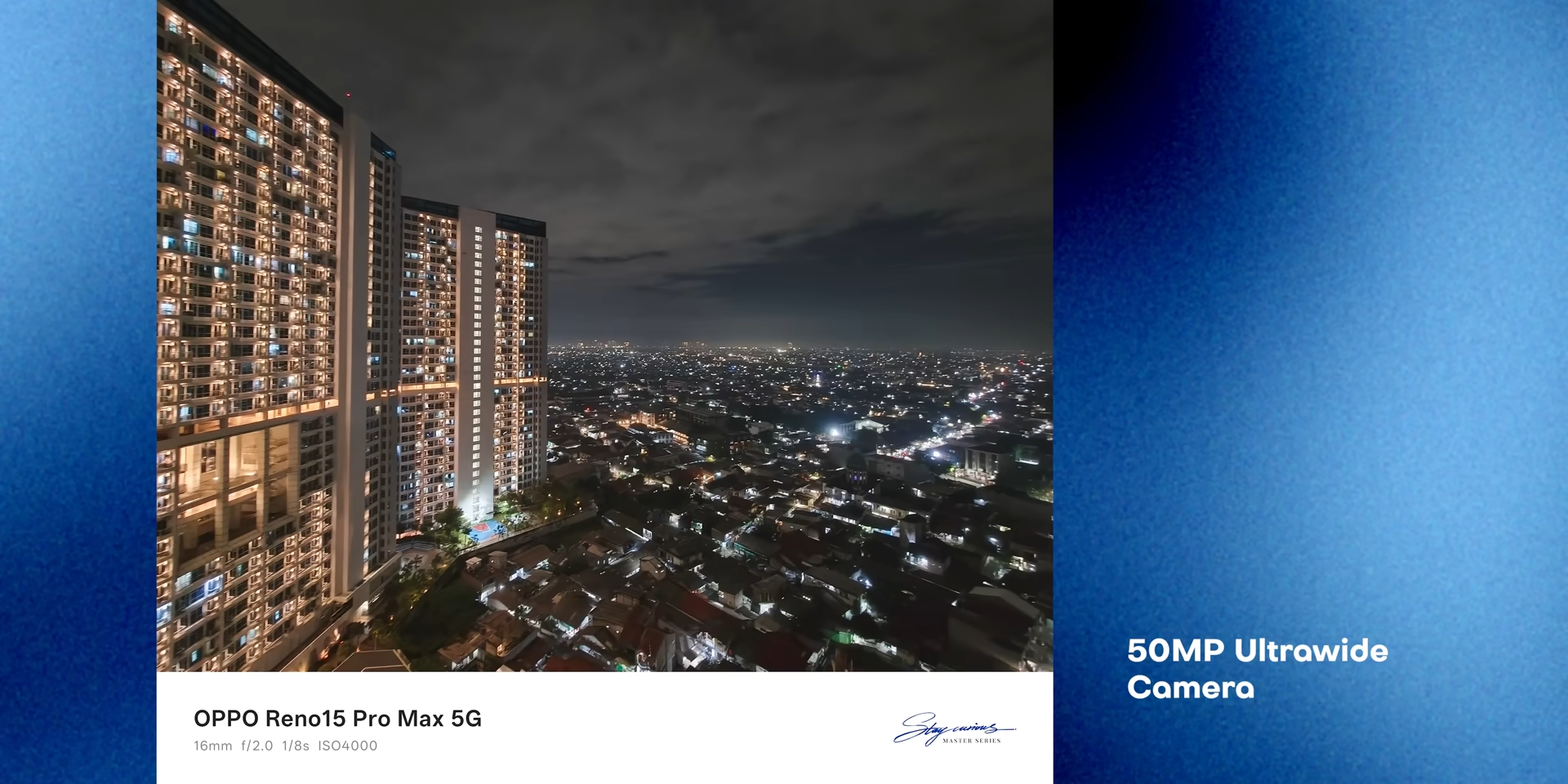 Foto malam kota dari ketinggian dengan lensa ultrawide 16mm OPPO Reno 15 Pro Max