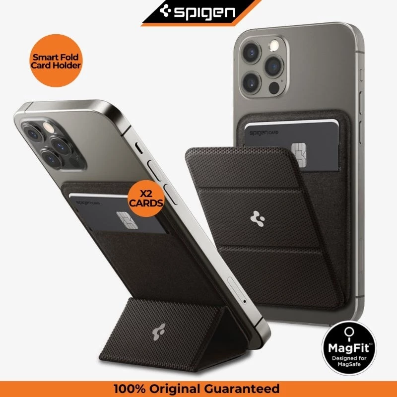 Card Holder iPhone 12 13 14 15 16 17 Pro Max Plus Mini Spigen Smart Fold MagSafe Stand Kickstand Wallet Slot Kartu Magnetic Slim
