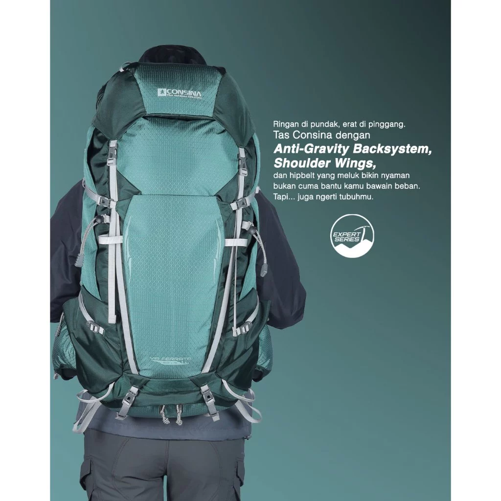 Consina Via Ferrata Expert Series Ransel Gunung 50+5L | Carrier Outdoor Hiking Trekking