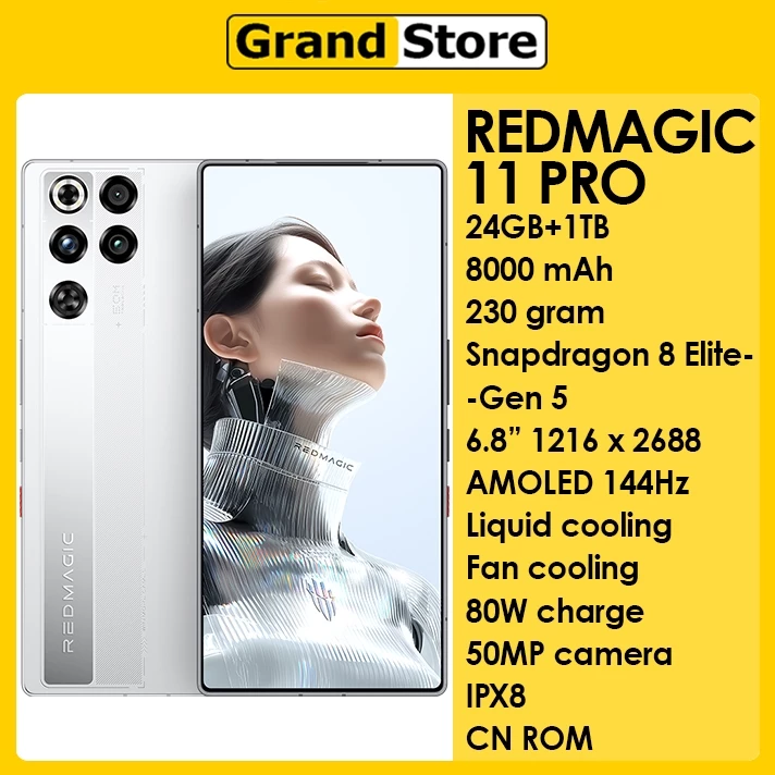 Redmagic 11 Pro 5G 16GB+512GB Snapdragon 8 Elite Gen 5 Baterai 8.000mAh 80W Android 16