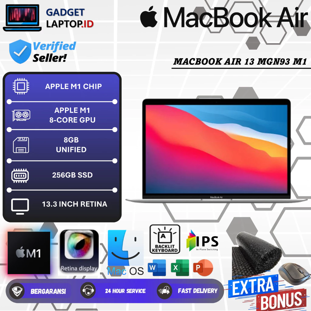 Apple MacBook Air M1 8GB RAM 256GB SSD MGN63 13.3 Inch Retina Display