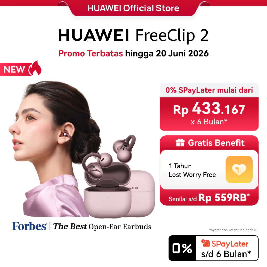 [VARIAN BARU] HUAWEI FreeClip 2 TWS Earphone l Unique C-bridge Design l Adaptive Open-ear Listening | Crystal Clear Calls