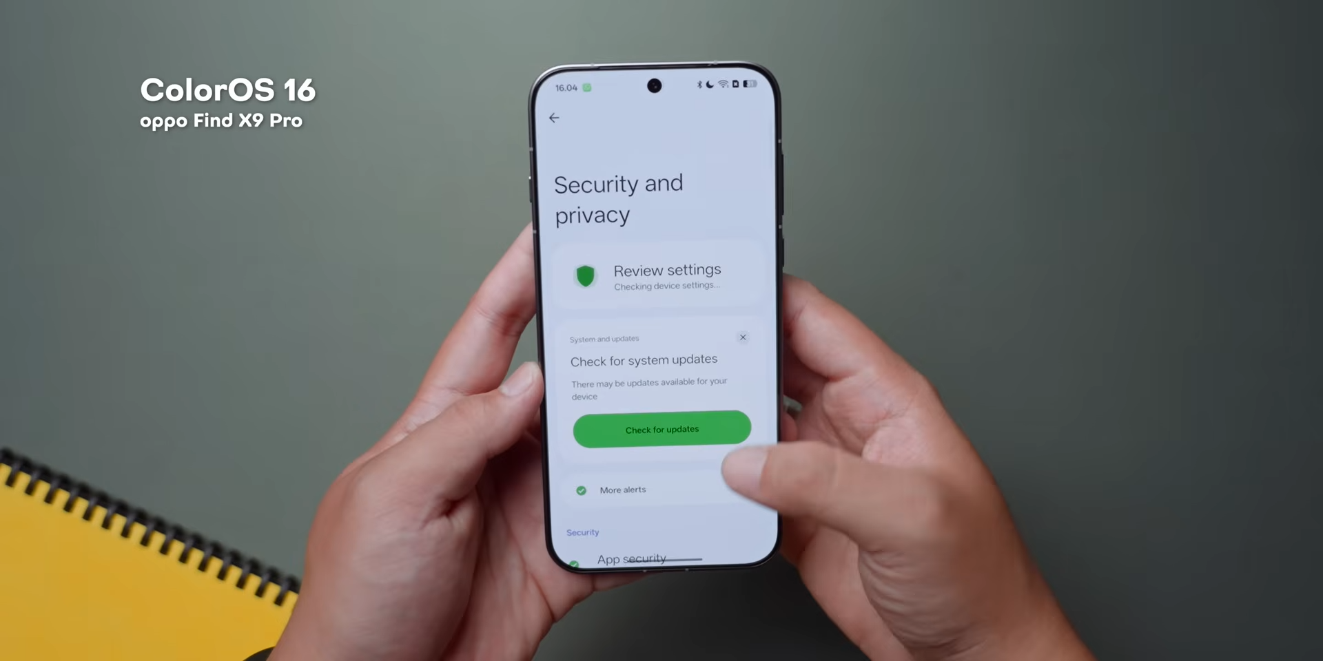 Menu Security and Privacy ColorOS 16 di OPPO Find X9 Pro