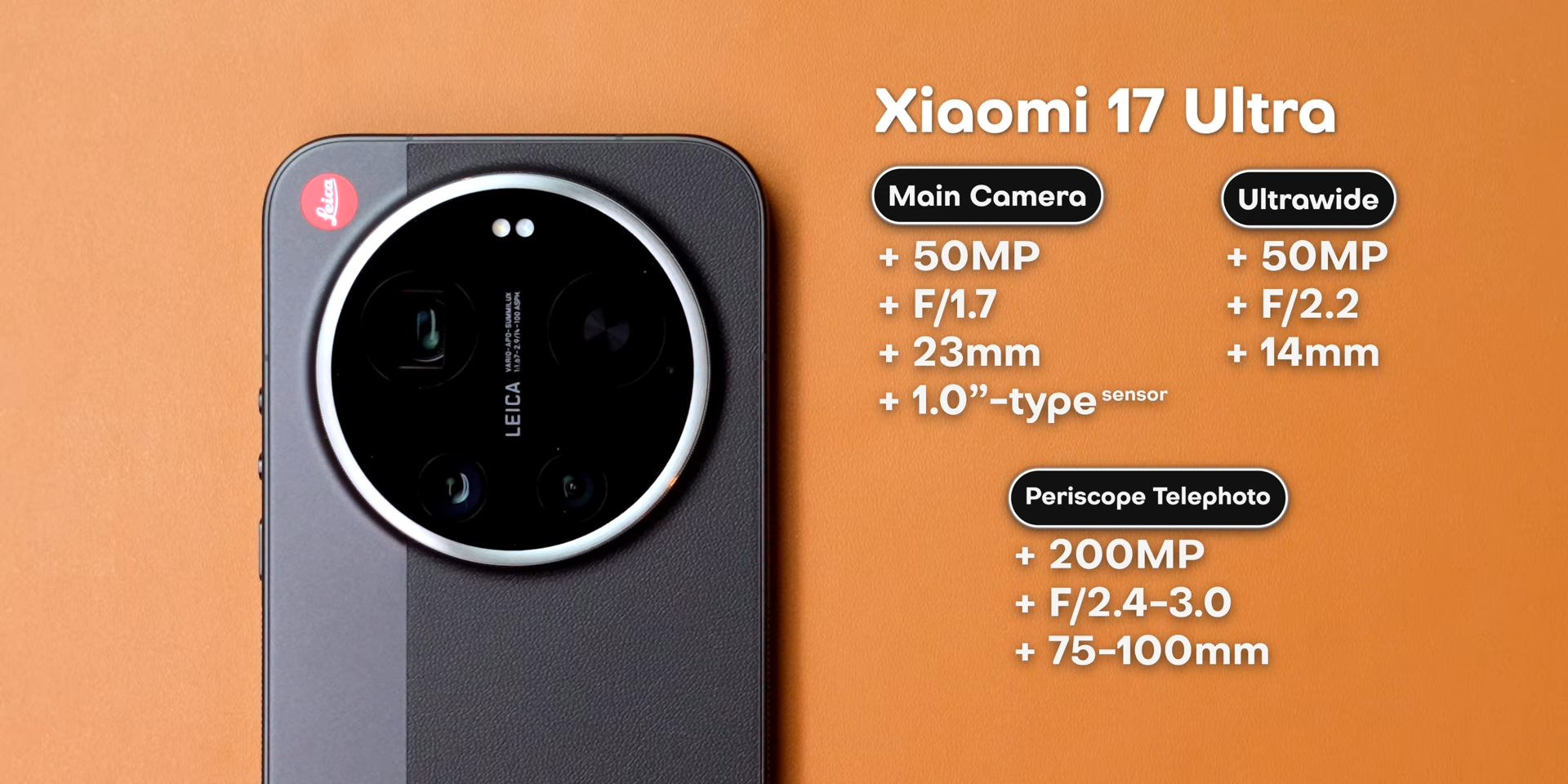 Spesifikasi kamera Xiaomi 17 Ultra dengan sensor 1 inci dan telephoto 200MP variable focal length 75-100mm