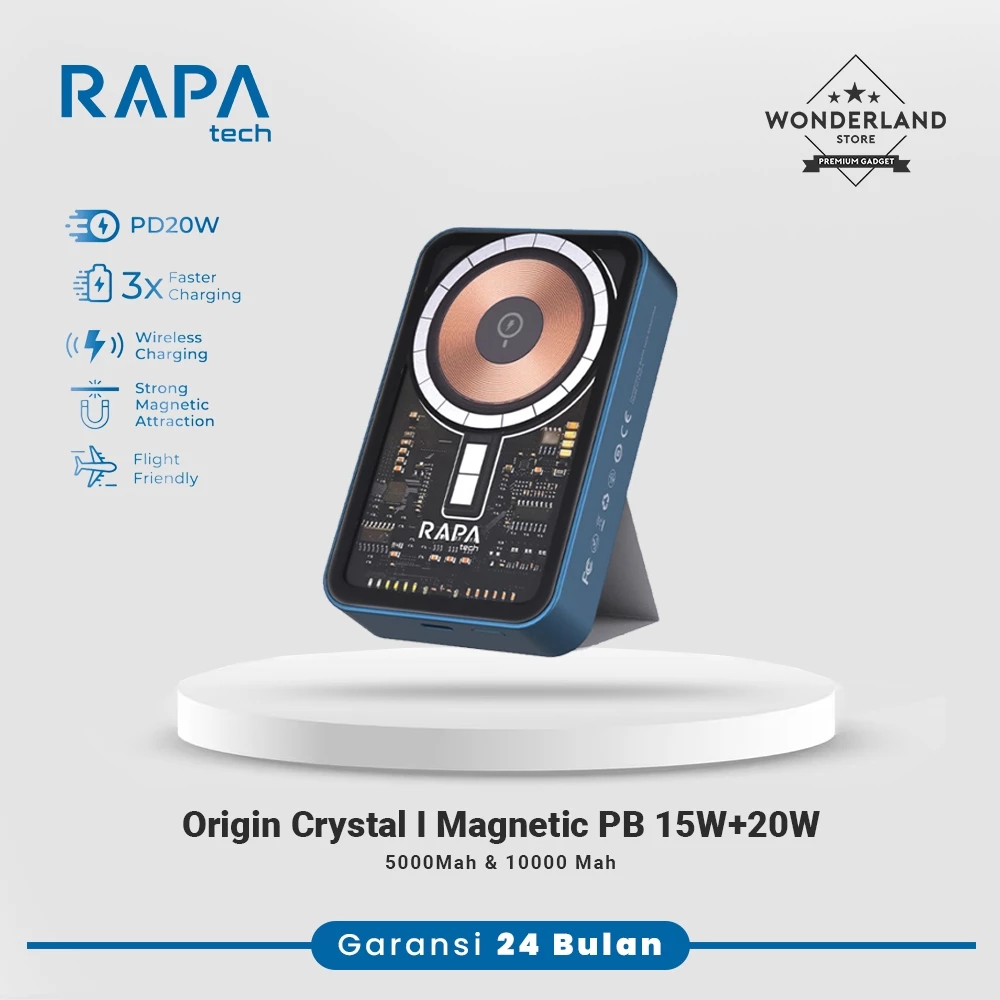 RAPAtech Origin Crystal I Powerbank Magnetic Magsafe Wireless 15W PD 20W 5000Mah 10000Mah PB2011