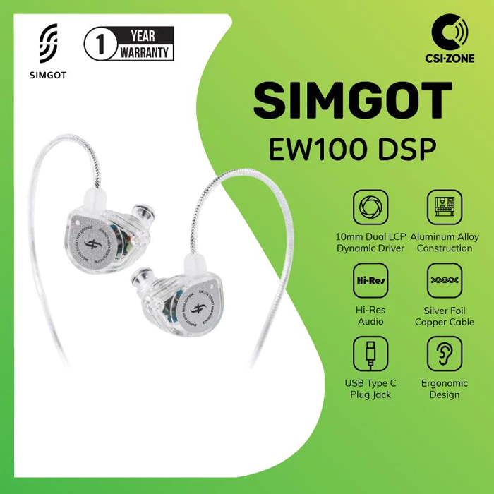 SIMGOT EW100 10MM Dual-LCP Dynamic Driver In Ear Earphone