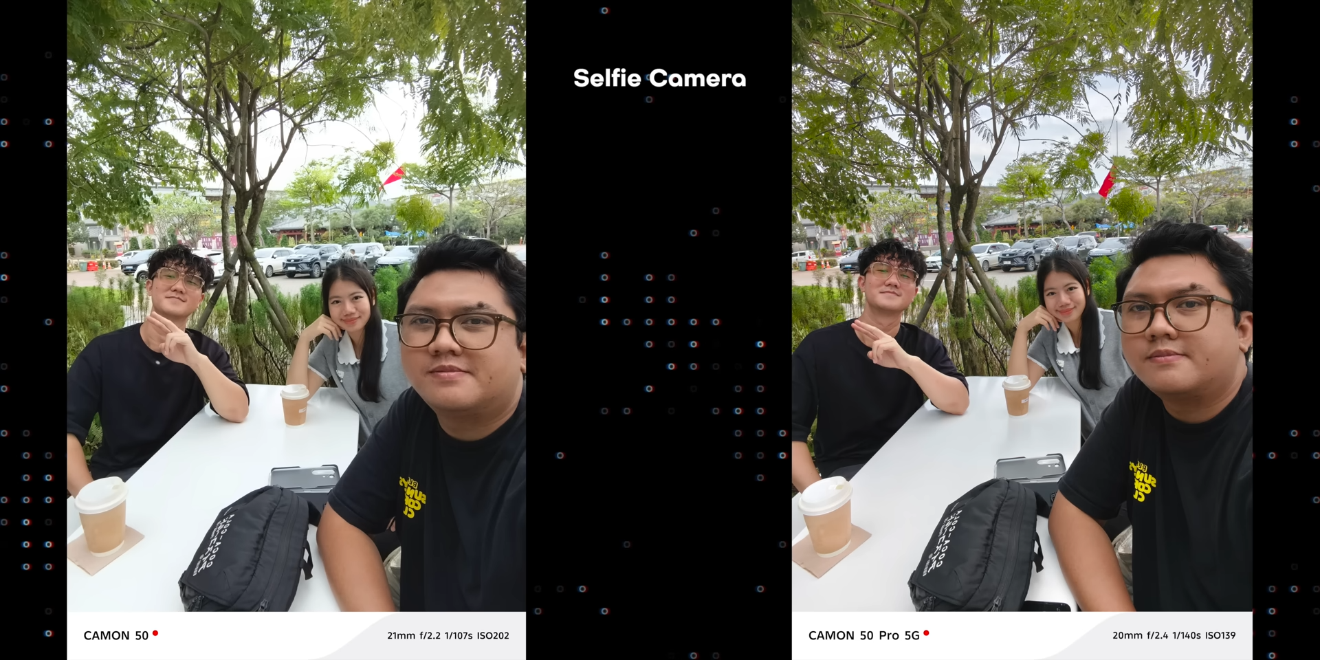 Perbandingan selfie camera Camon 50 vs Camon 50 Pro di kondisi outdoor