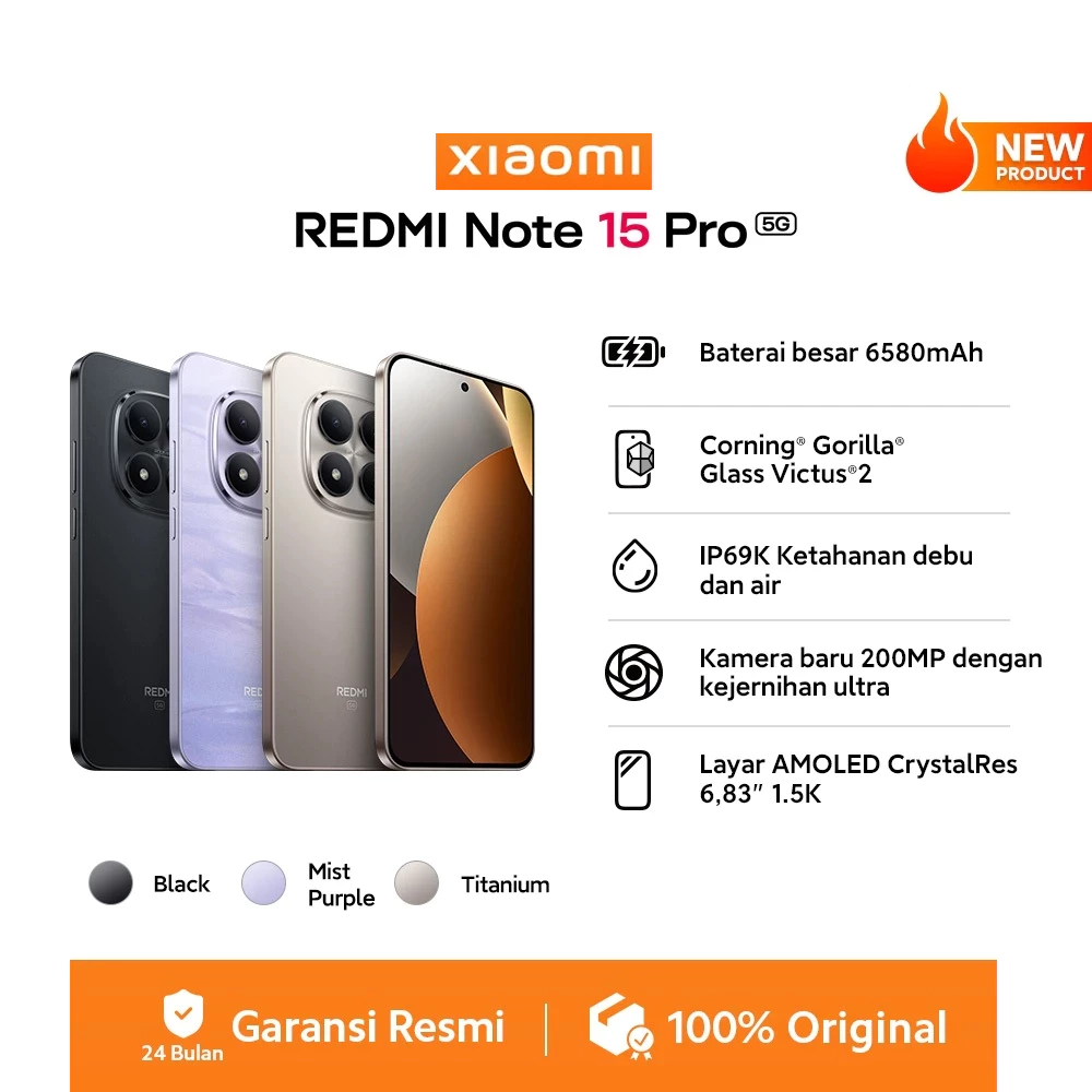 Xiaomi Redmi Note 15 Pro 5G (8/256GB) (12/512GB) | 6580mAh | Corning Gorilla Glass Victus 2 | IP69K