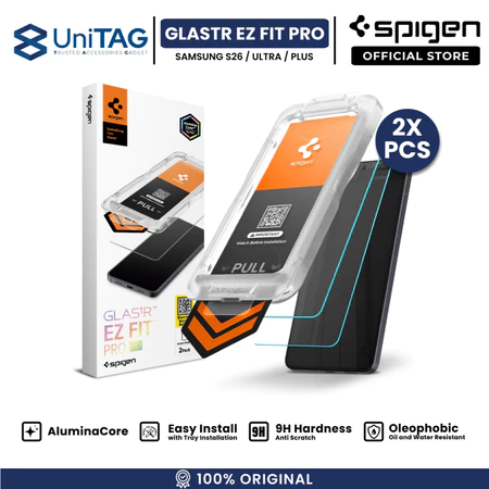 SPIGEN Tempered Glass for Samsung S26 Ultra Plus GlastR Ez Fit Pro HD Easy Install Tray Screen Protector by UniTAG