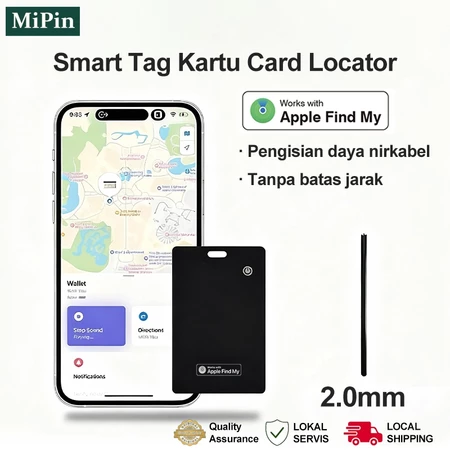Smart Tag Kartu Card GPS Locator Tanpa Batas Jarak, Wireless Charging, Bluetooth iOS Support Only Ultra Thin 2mm WaterProof IPX6