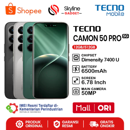 Tecno Camon 50 Pro 5G [12GB+512GB] - Garansi Resmi 1 Tahun