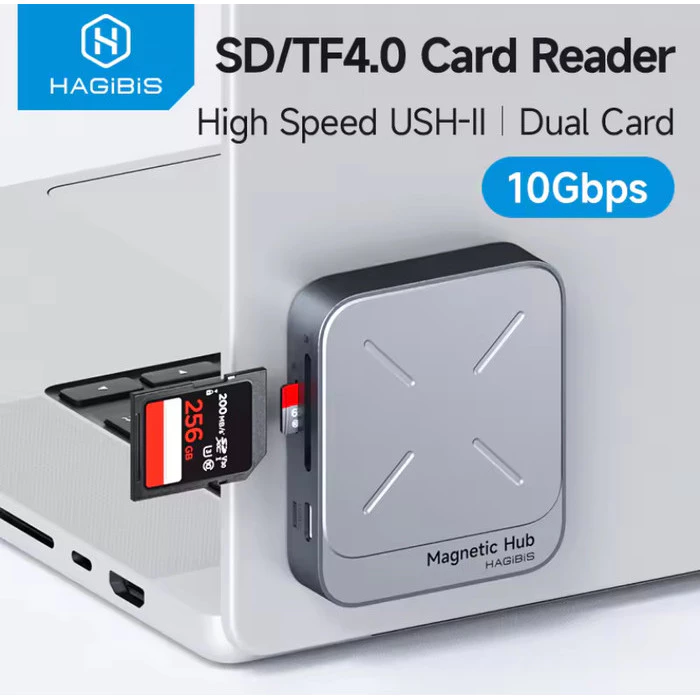 HAGIBIS MAGNETIC CARD READER SD 4.0 312MB/s USB C TO SD Micro SD TF MEMORY CARD MAGNET HUB UHS-II FOR LAPTOP Phone