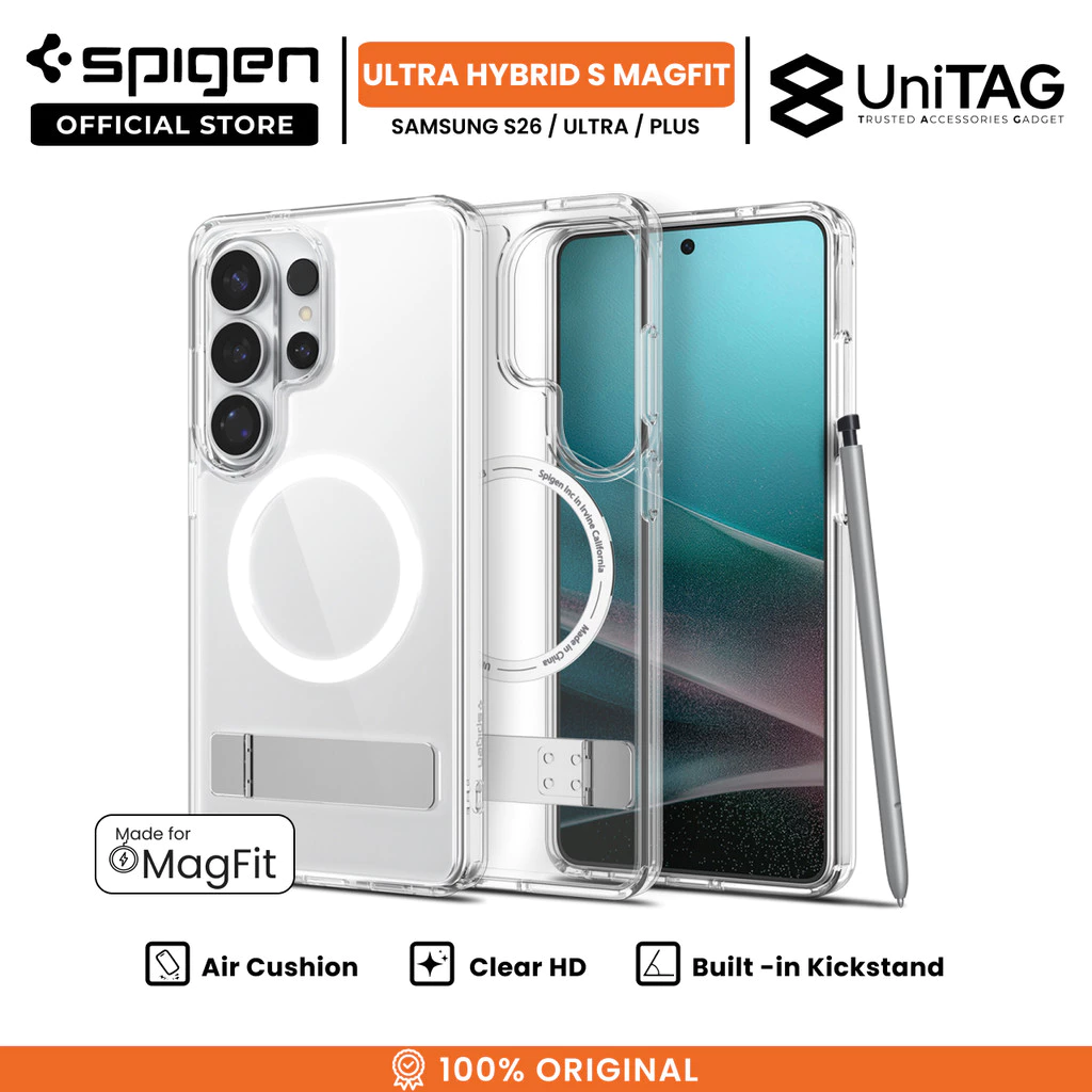 SPIGEN Case for Samsung S26 Ultra Plus Ultra Hybrid S MagFit Clear Kickstand Anti Shock Casing