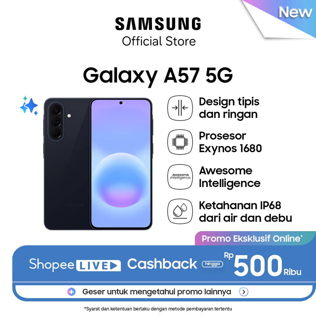 Samsung Galaxy A57 5G 8/128GB - Awesome Navy | Hp AI | IP68 | 5000 mAh