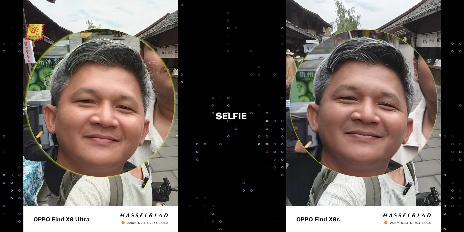 Perbandingan hasil foto selfie outdoor dengan Find X9 Ultra dan Find X9s