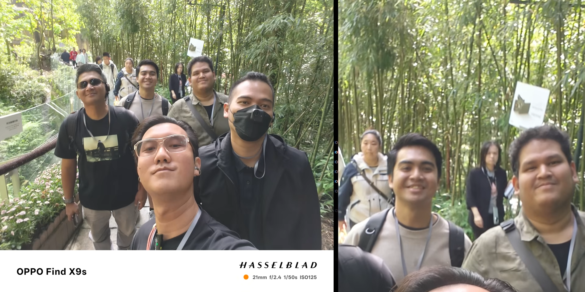 Hasil foto selfie grup dengan Find X9s, AI enhancement terlihat tidak konsisten antar subjek