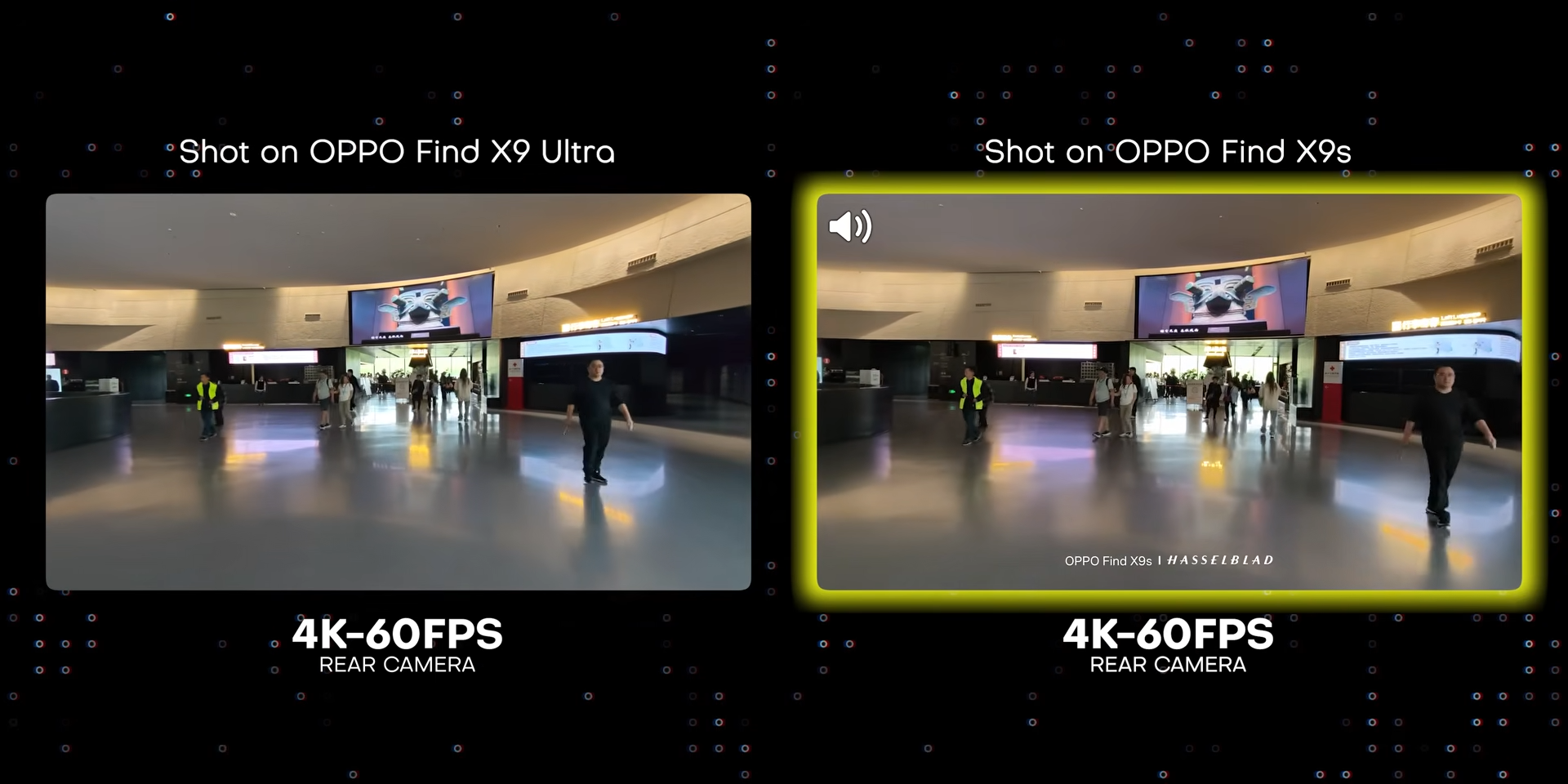 Perbandingan hasil video rear camera dalam ruangan 4K60fps dengan Find X9 Ultra dan Find X9s