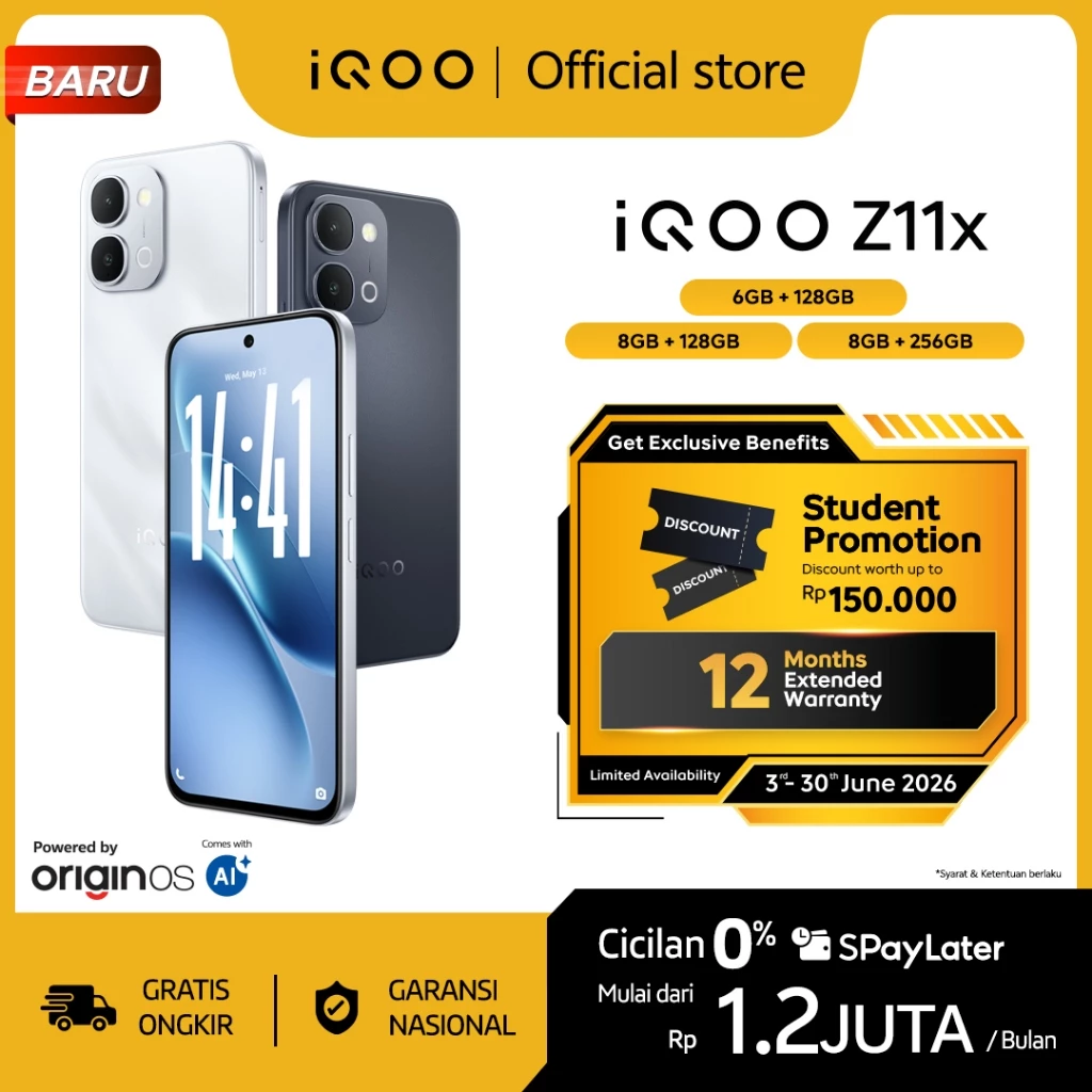 [NEW LAUNCH] iQOO Z11x, Dimensity 7400-Turbo, 7200mAh Big Battery, 44W FlashCharge, OriginOS 6, vivo AI, 120Hz Display, IP68&IP69+