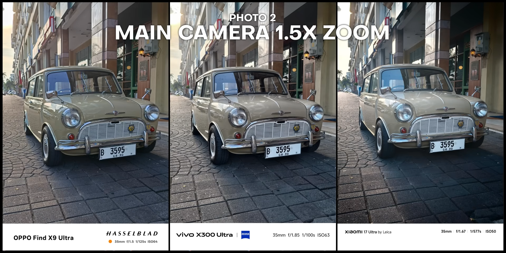 Perbandingan hasil foto mobil klasik dengan main camera 1.5x zoom 