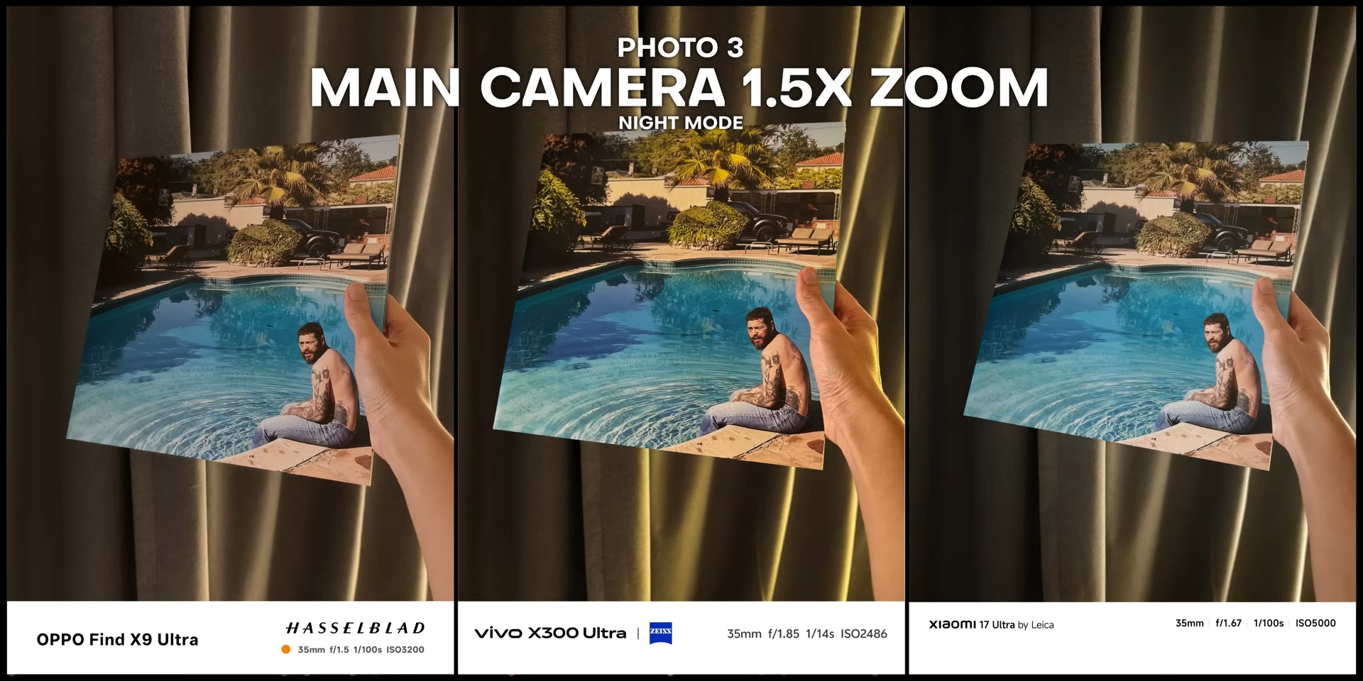 Perbandingan hasil foto sampul album dengan night mode 1.5x zoom 