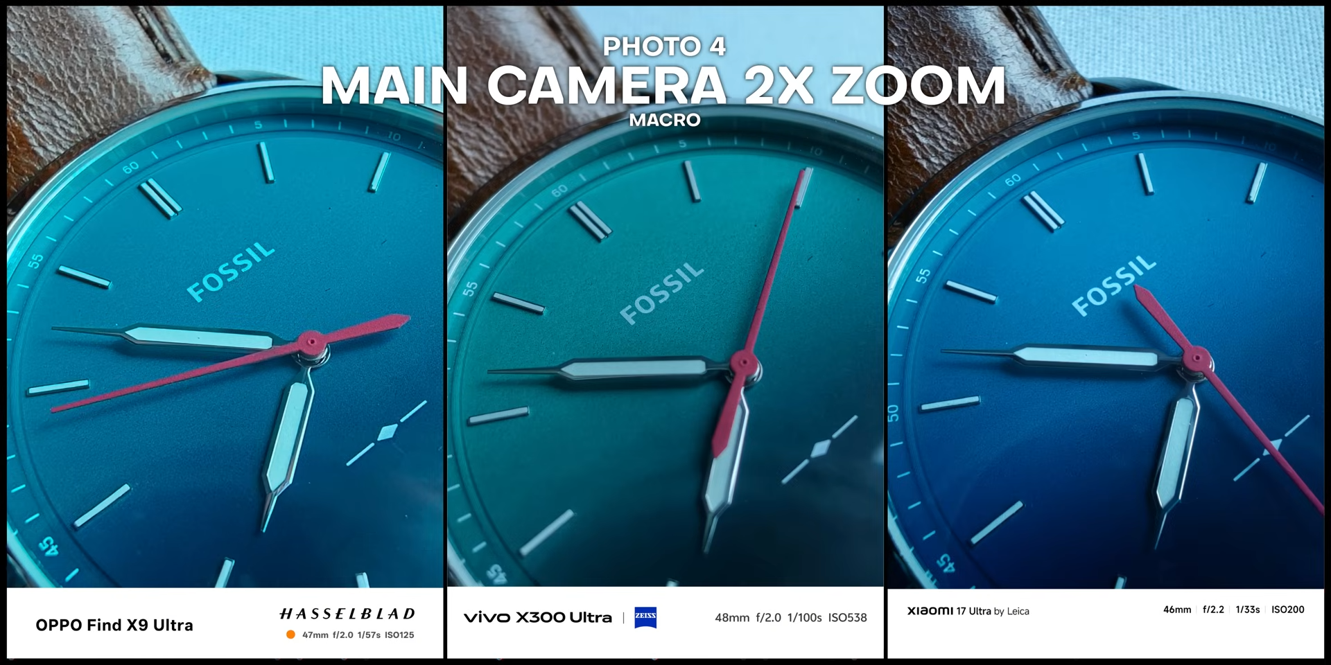 Perbandingan hasil foto macro jam tangan dengan 2x zoom