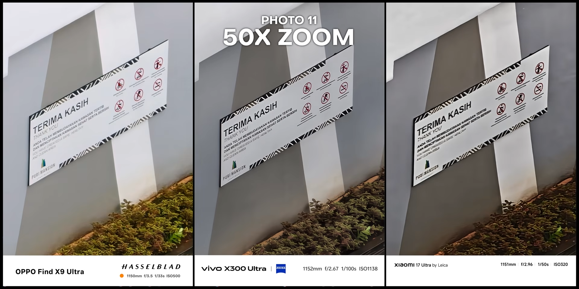 Perbandingan hasil foto papan tulisan 50x zoom