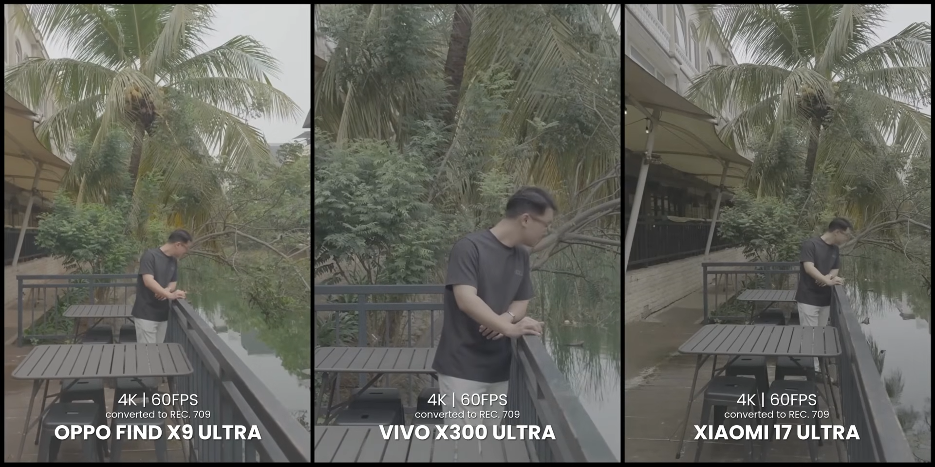 Perbandingan hasil video log yang dikonversi ke Rec.709