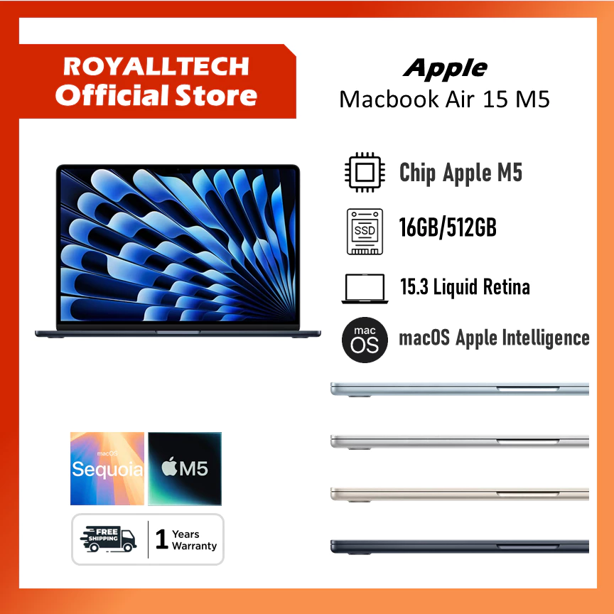 iBox Apple Macbook Air 15 Chip M5 10C GPU 16GB 512GB 10C CPU Series 15.3 Inch Garansi Resmi Indonesia