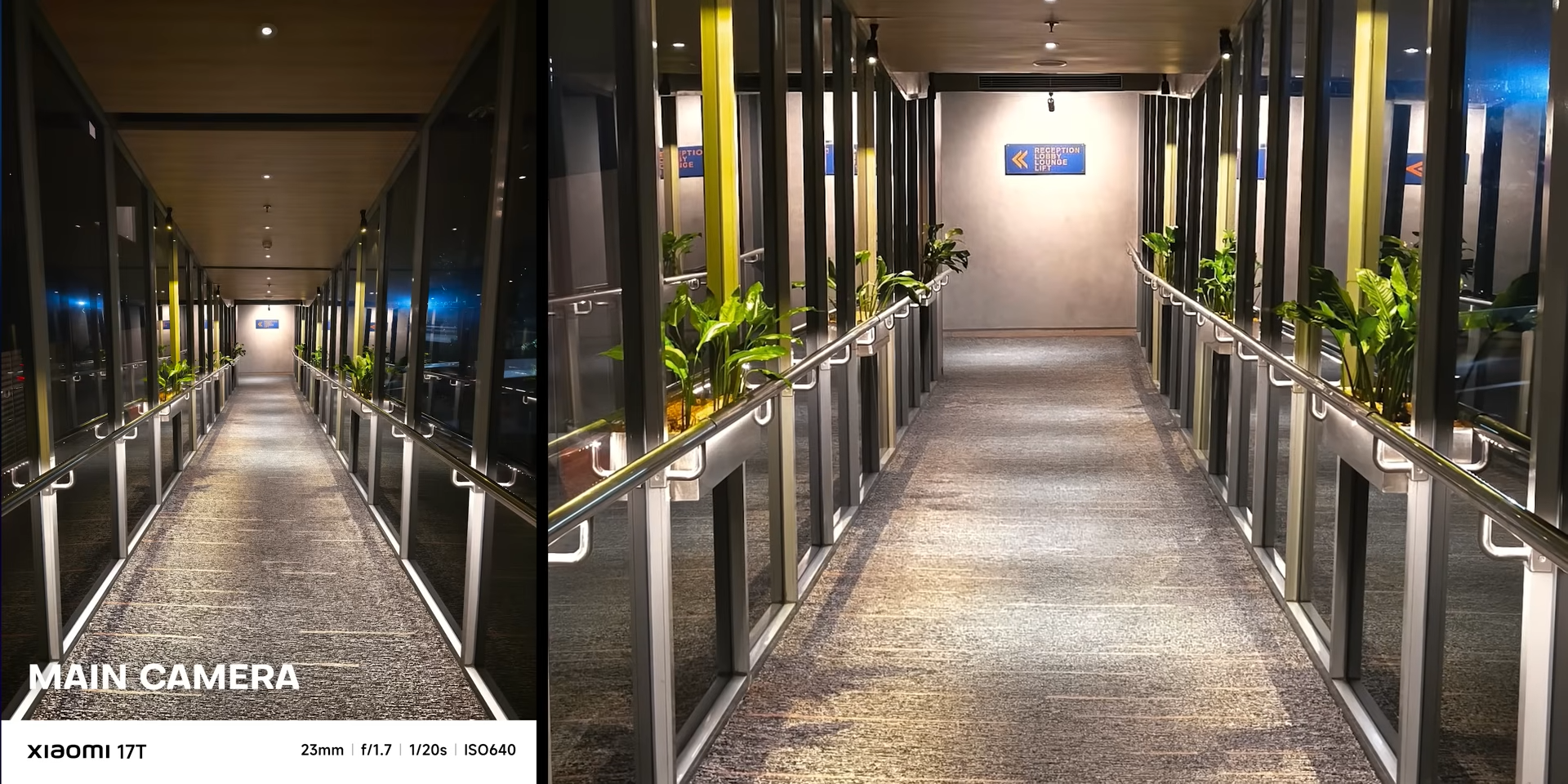 Hasil foto koridor gedung dengan main camera Xiaomi 17T