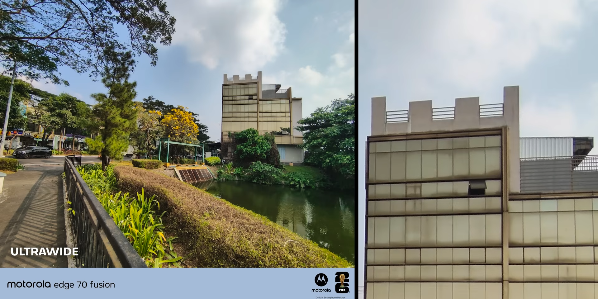 Hasil foto ultrawide gedung dengan Motorola Edge 70 Fusion
