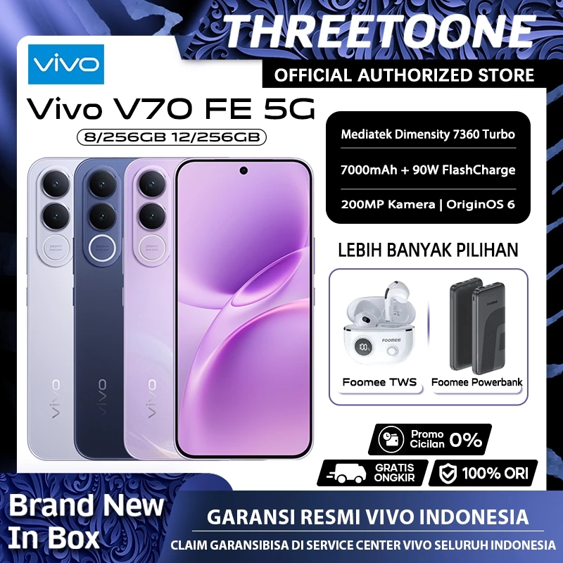 Vivo V70 FE/V70 5G 8/256GB 12/256GB 8/512GB — Garansi Resmi Vivo Terbaru 2026