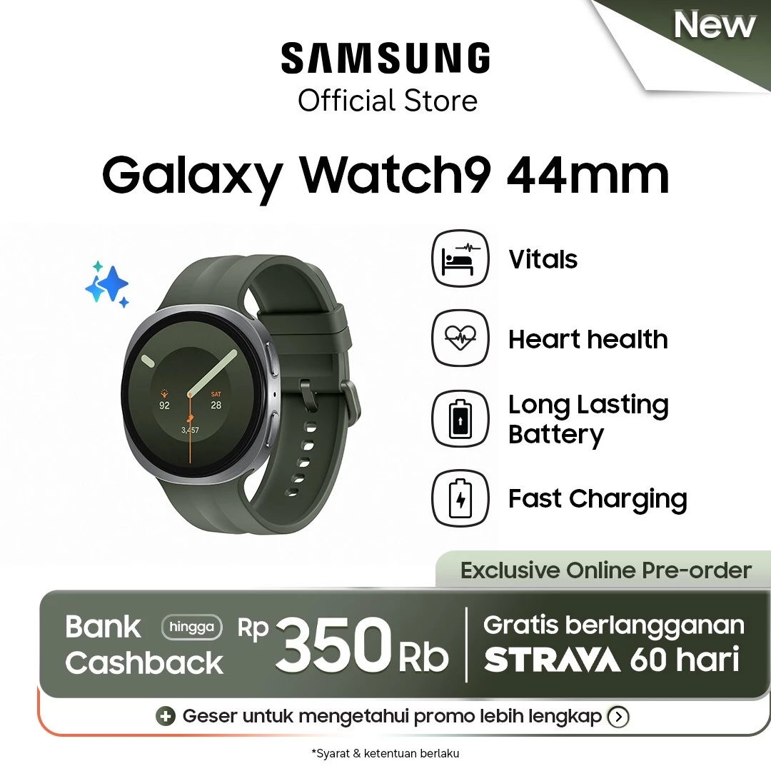 Samsung Galaxy Watch9 44mm - Silver | Heart Health | Baterai Tahan Lama