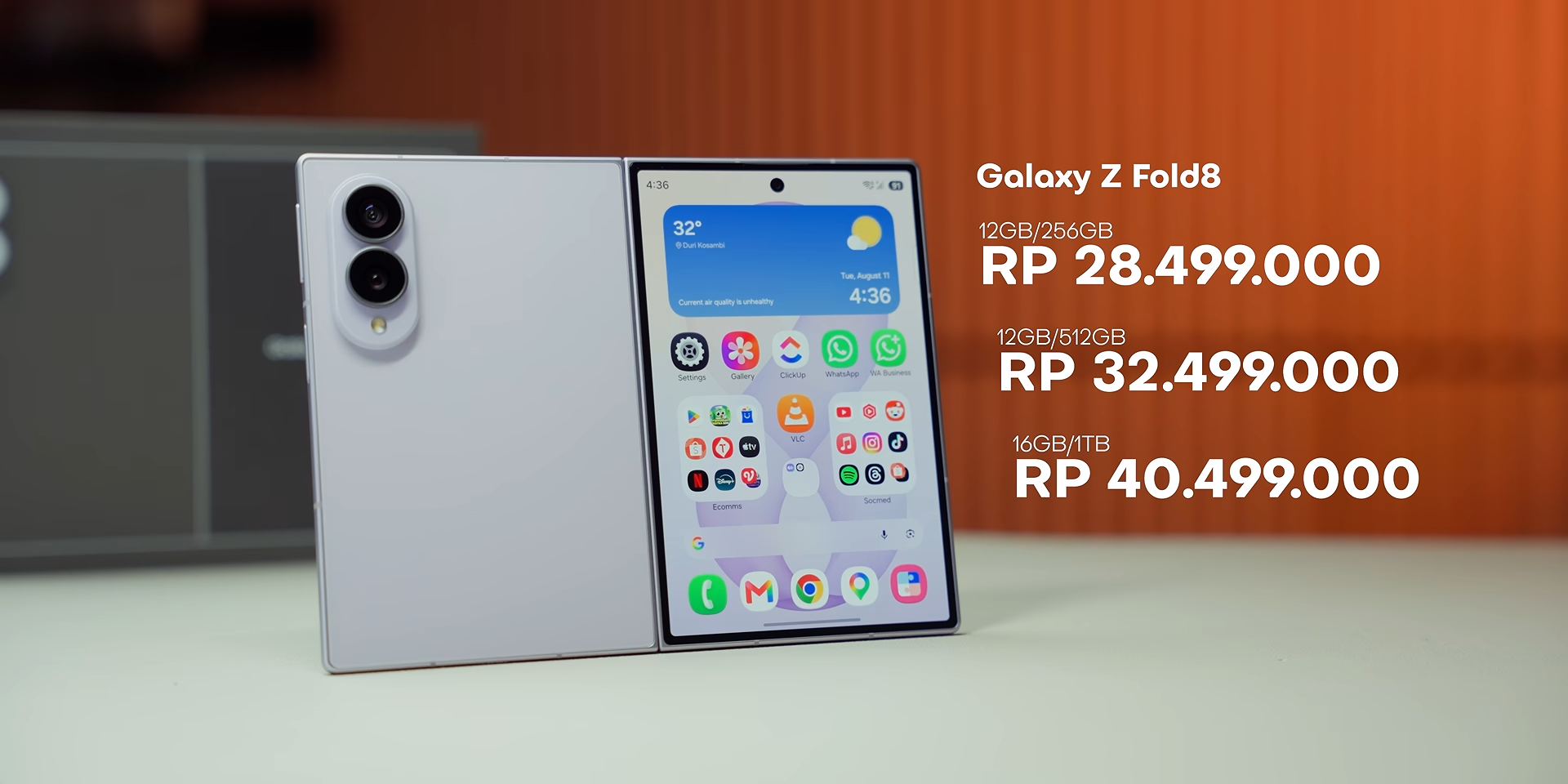 Daftar harga Galaxy Z Fold 8 untuk varian 12GB/256GB sampai 16GB/1TB