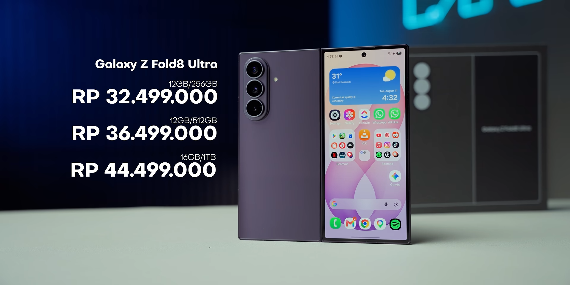 Daftar harga Galaxy Z Fold 8 Ultra untuk varian 12GB/256GB sampai 16GB/1TB