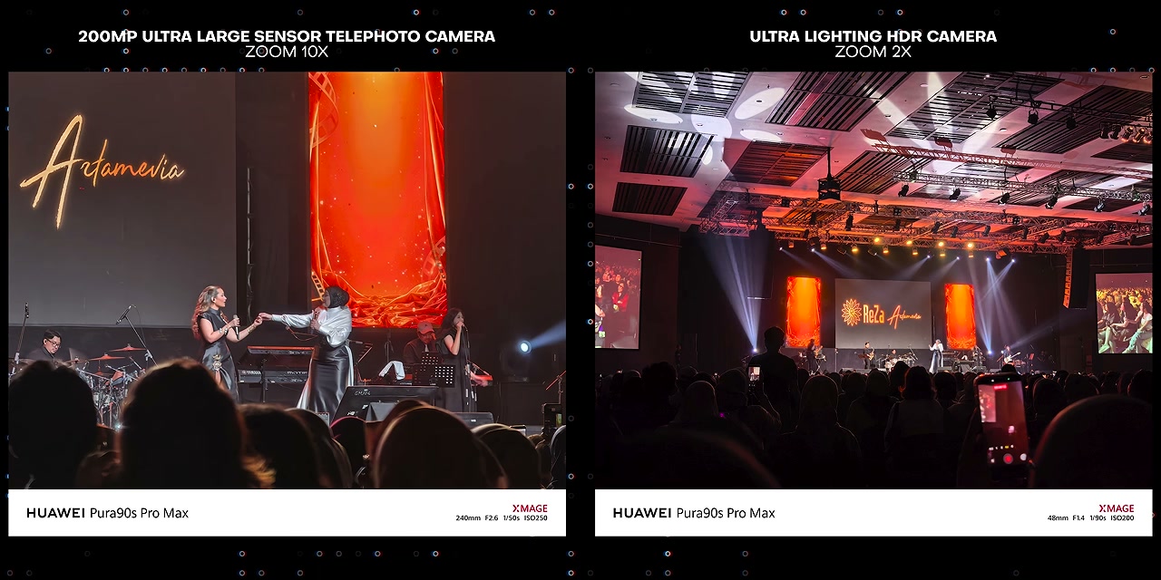 Perbandingan zoom 10x dan zoom 2x di konser musik