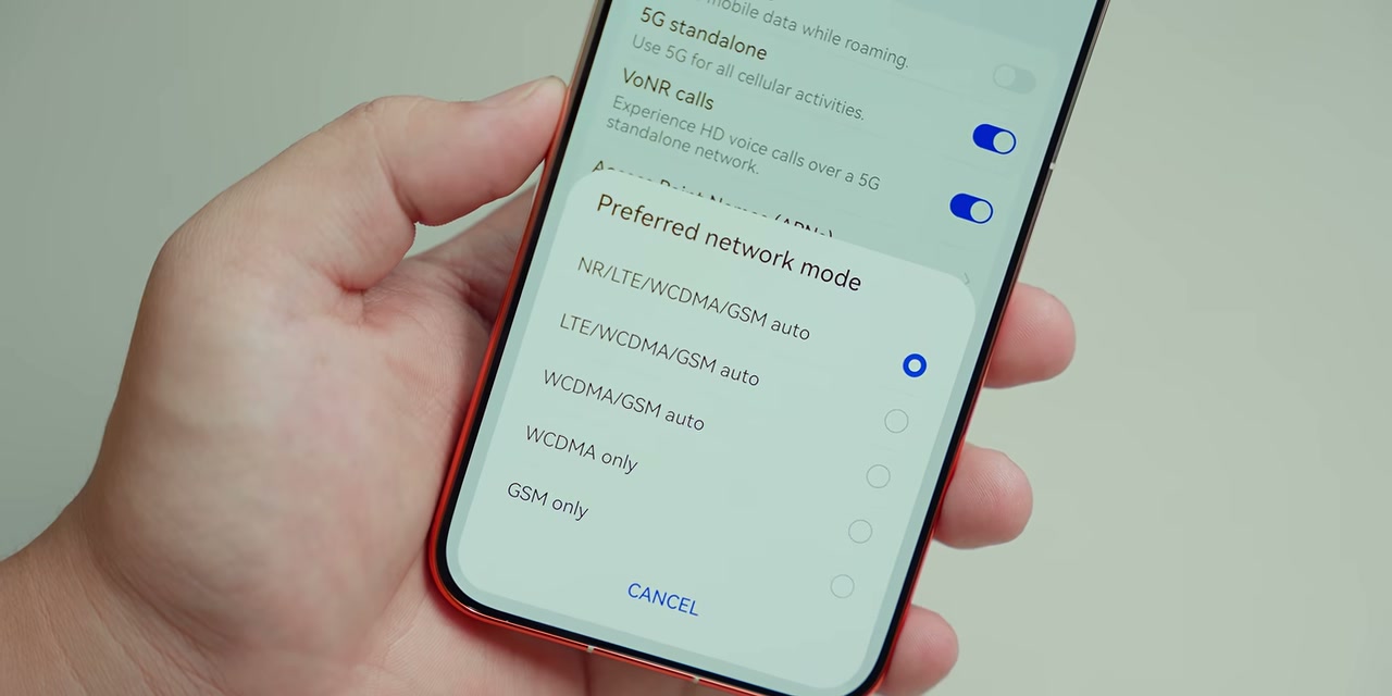 Pengaturan mode jaringan HUAWEI Pura 90S Pro Max dengan opsi 5G