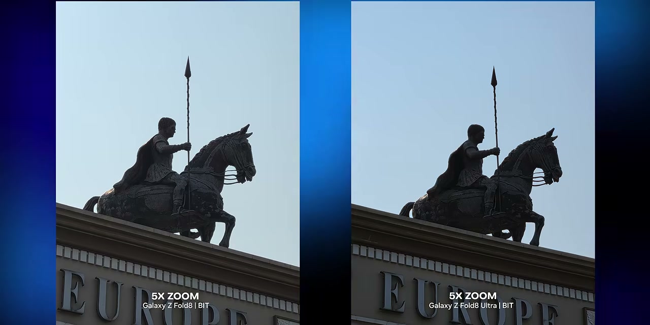 Perbandingan hasil foto 5x zoom Galaxy Z Fold8 dengan Z Fold8 Ultra