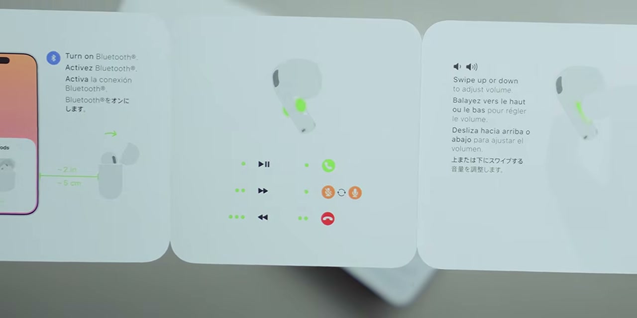 Instruksi geser ke atas atau bawah untuk mengatur volume AirPods