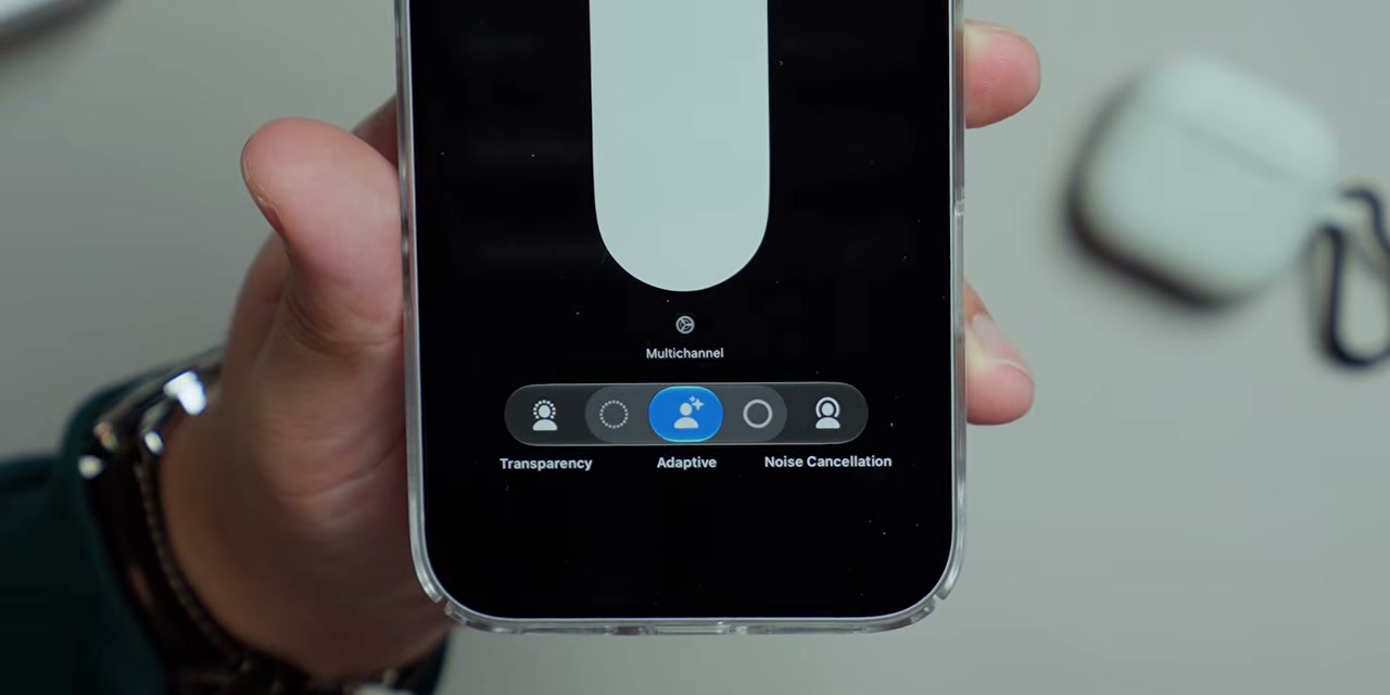 Pengaturan mode Adaptive, Transparency, dan Noise Cancellation AirPods