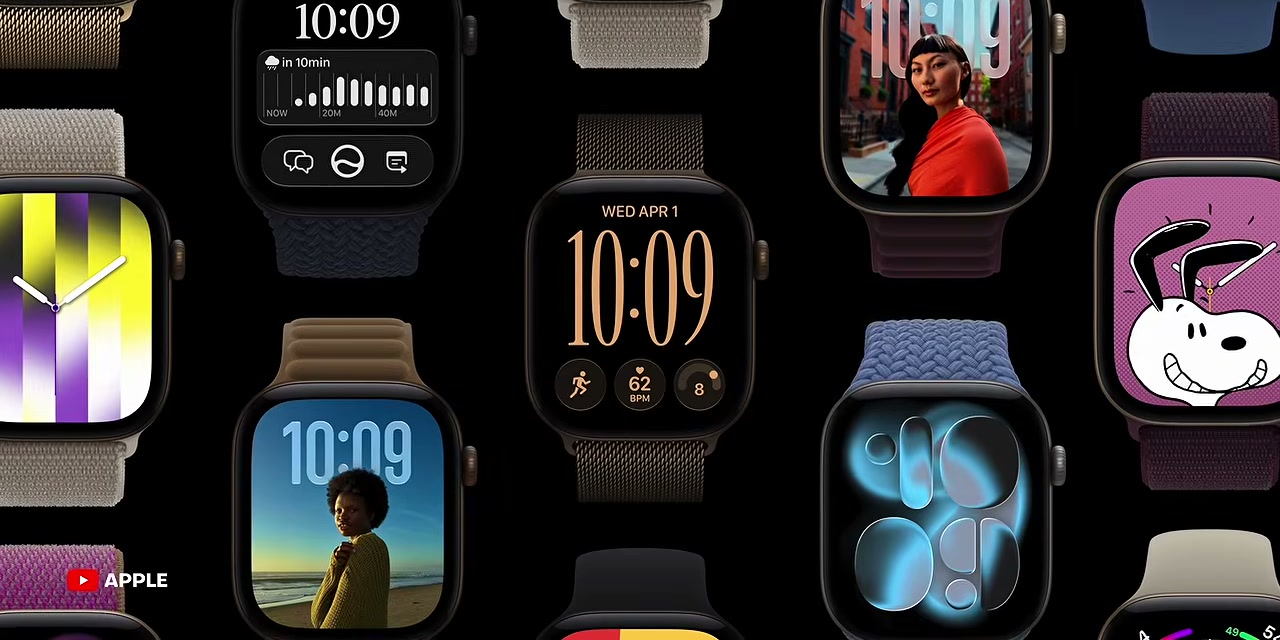 Berbagai tampilan muka Apple Watch Series 12