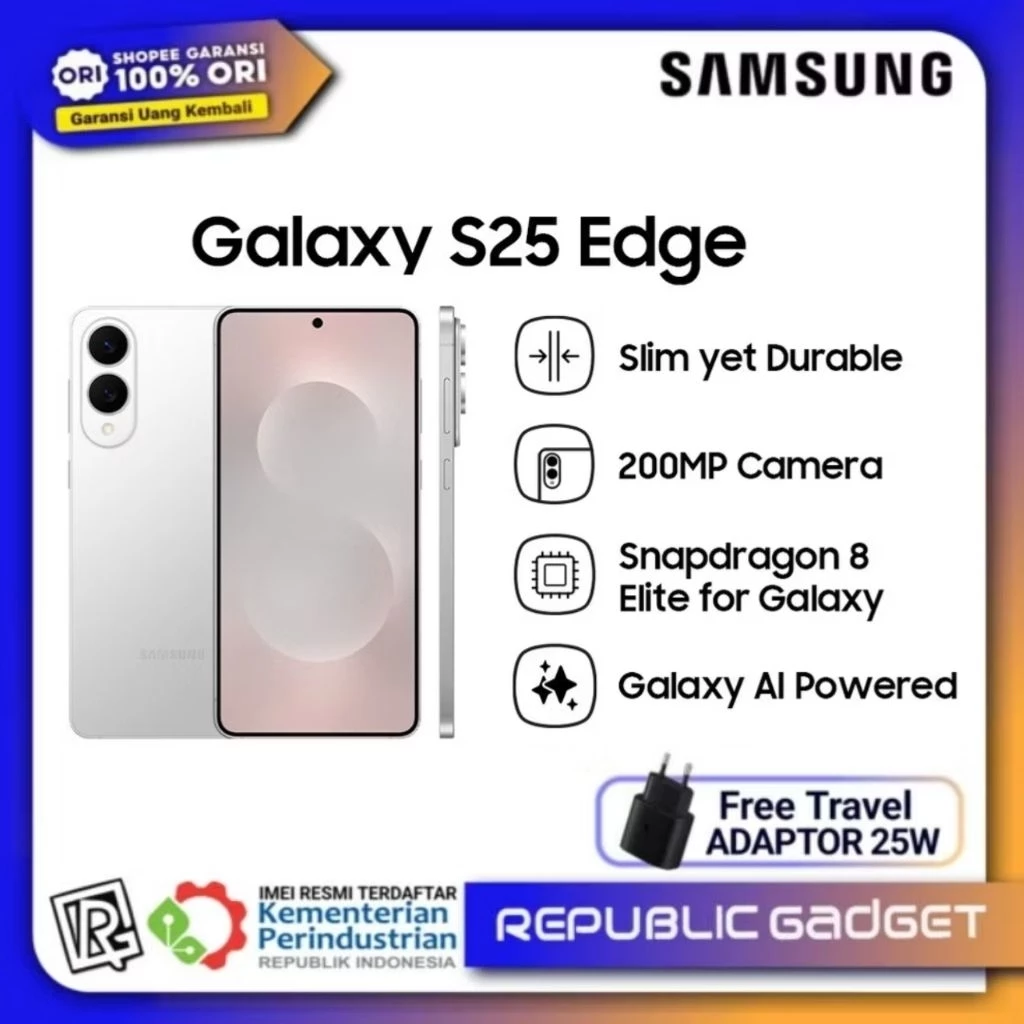 Samsung S25 Edge 5G RAM8/512GB 100% Original Garansi Resmi SEIN