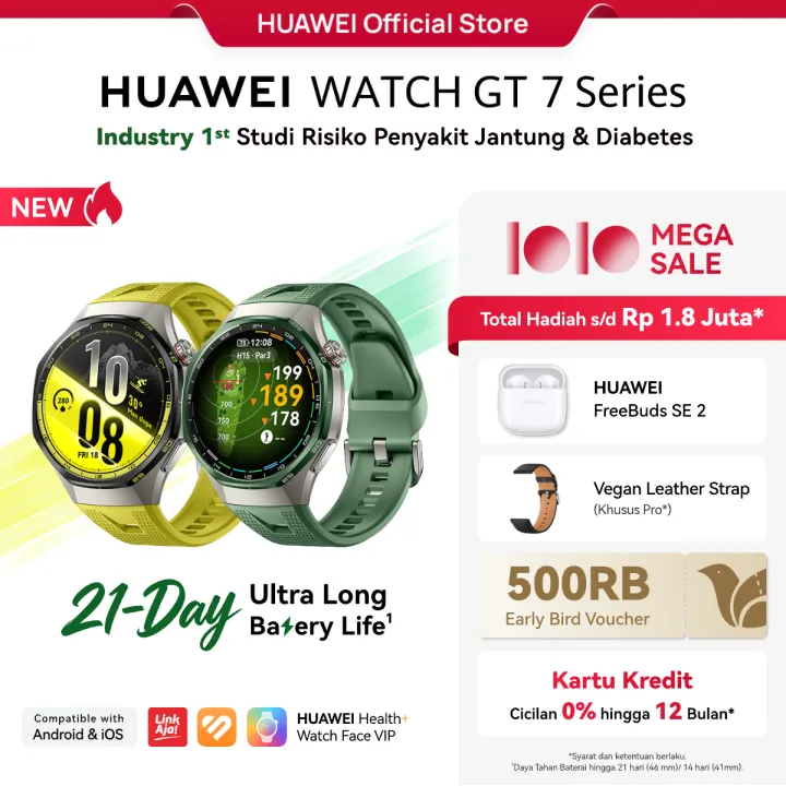 [10.10 MEGA SALE] HUAWEI WATCH GT 7 Series | Paduan Titanium Case dan Bezel Keramik Nano-Teknologi* | Kecerdasan Kesehatan Tingkat Lanjut* | Golf & Menyelam* | Baterai 21 Hari*